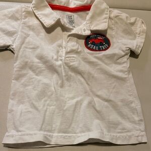 Just One You by Carters White Polo with Road Trip Patch 12m